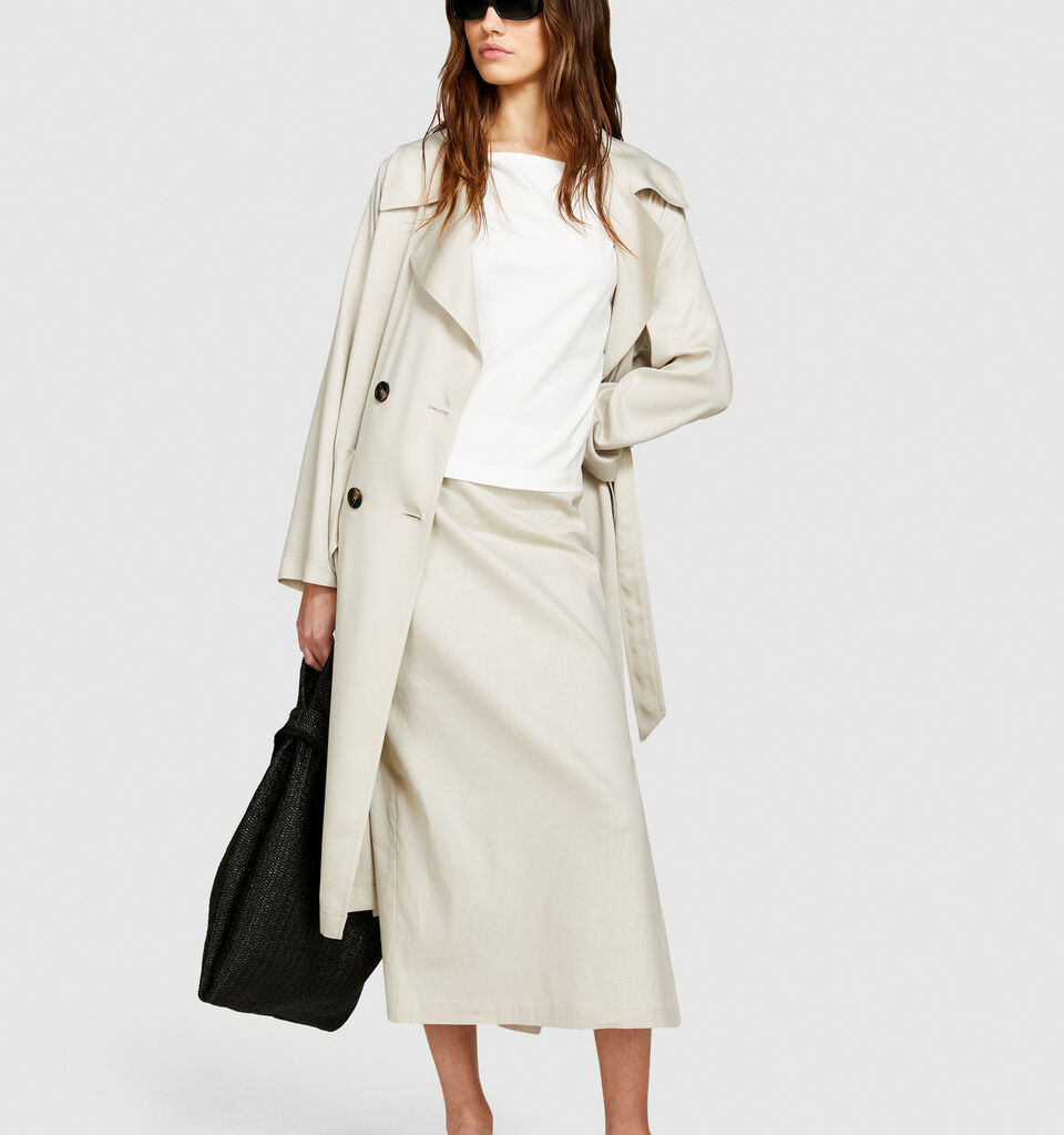 T-shirt with boat neck - women's short sleeve t-shirts - Creamy White | Sisley image number 1